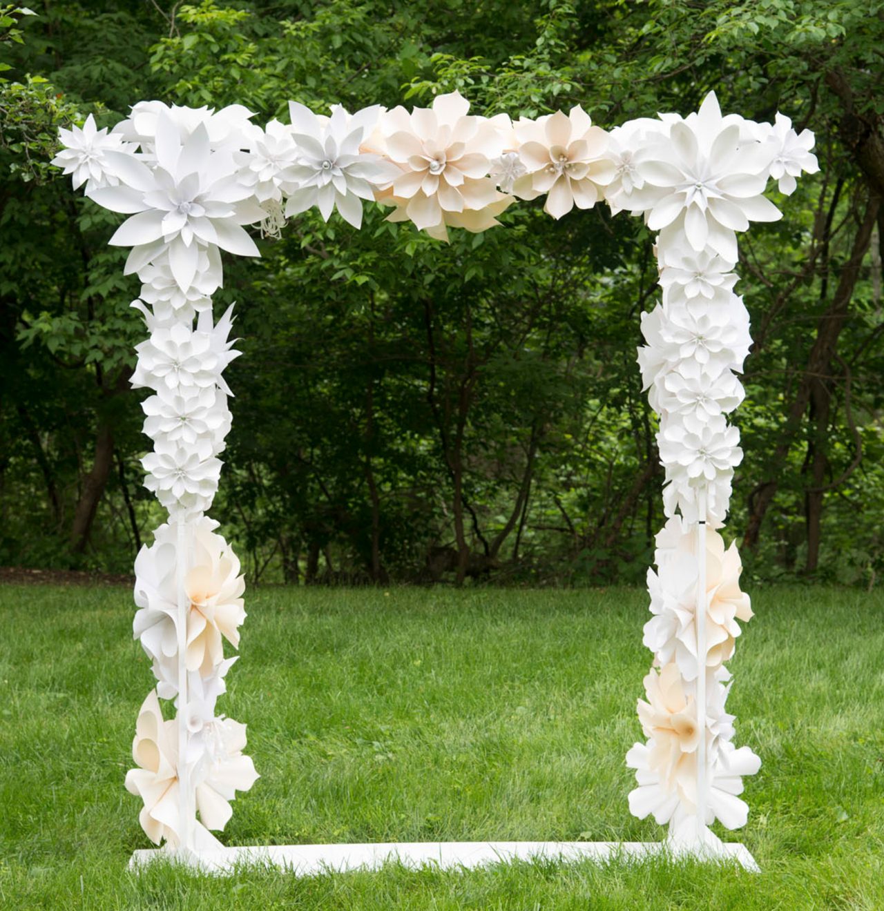 paper flower arch wedding